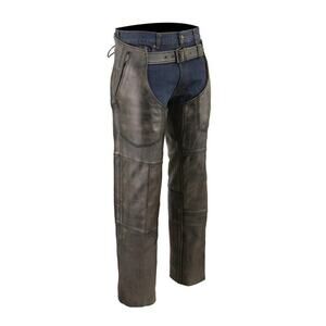NWT MILWAUKEE LEATHER CHAPS DISTRESSED BROWN LEATHER SNAP OUT THERMAL 4-POCKETS